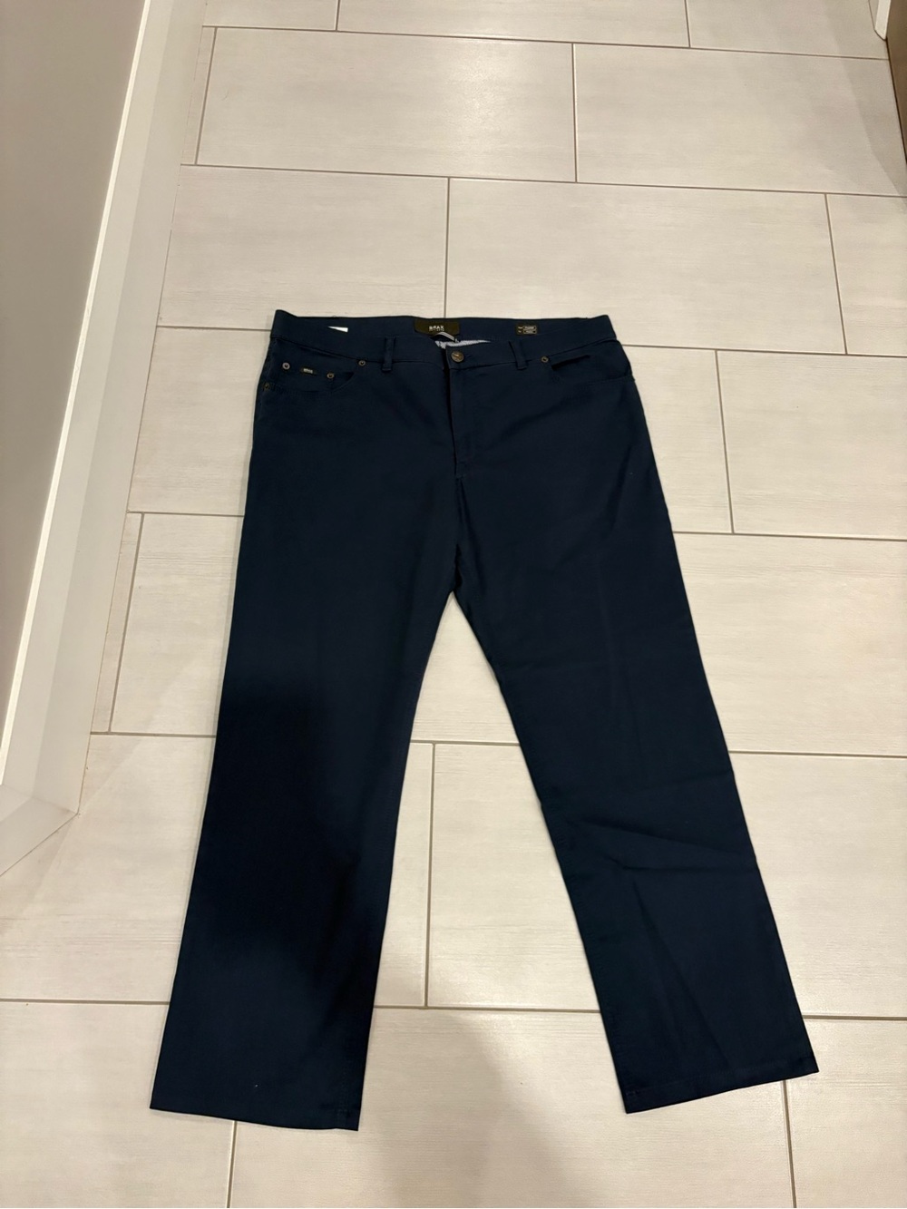 Men's Navy Straight-Leg Trousers